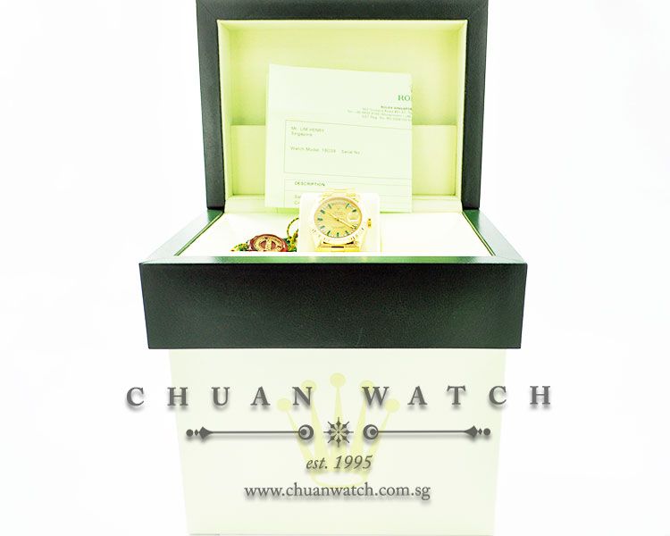 Rolex Day-Date President 36mm 18038 Champagne Emerald Diamonds - Discontinued - Image 5