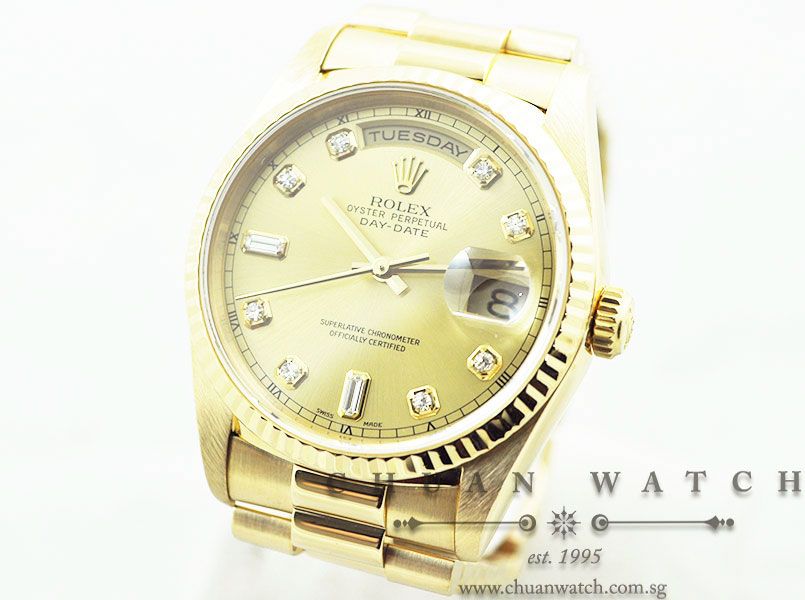 Rolex Day-Date President 36mm 18238 Champagne Sunburst Diamonds - Discontinued - Image 2