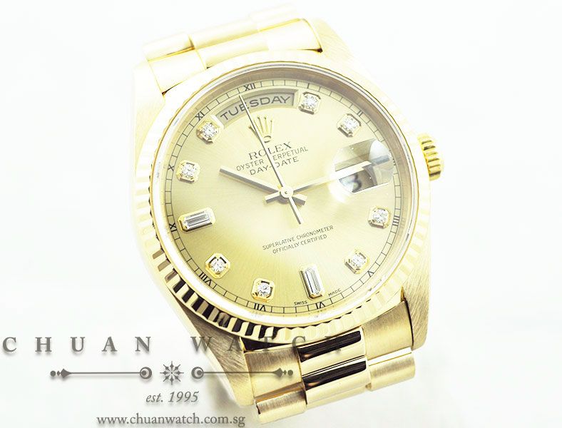 Rolex Day-Date President 36mm 18238 Champagne Sunburst Diamonds - Discontinued - Image 3