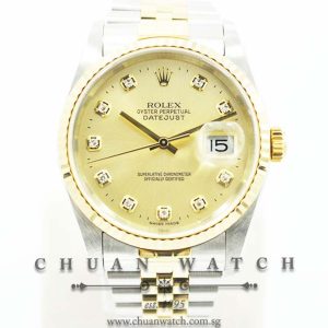 Rolex Gents DateJust 36mm 16233 Champagne Sunburst Diamonds - Discontinued
