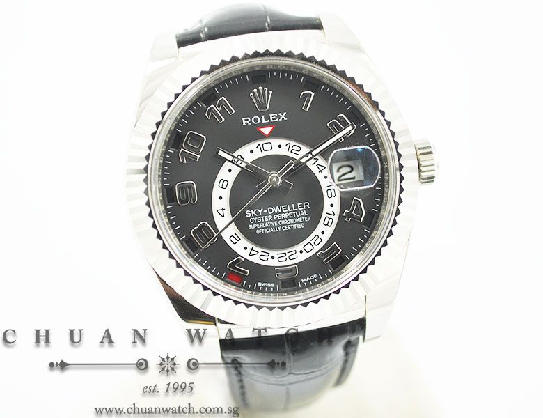 Rolex Annual Calendar GMT Sky-Dweller 42mm White Gold 326139 Black Arabic - Image 3