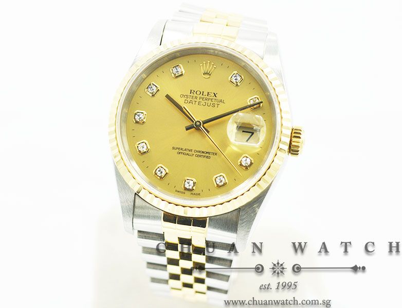 Rolex Gents DateJust 36mm 16233 Champagne Sunburst Diamonds - Discontinued - Image 2