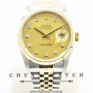 Rolex Gents DateJust 36mm 16233 Champagne Sunburst Diamonds - Discontinued