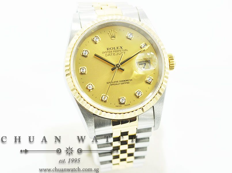 Rolex Gents DateJust 36mm 16233 Champagne Sunburst Diamonds - Discontinued - Image 3