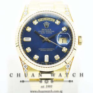Rolex Day-Date President 36mm 118338 Blue Sunburst Diamonds
