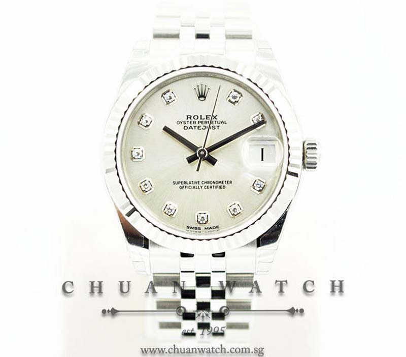 Rolex Boys DateJust 31mm 178274 Silver Sunburst Diamonds