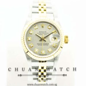 Rolex Ladies DateJust 26mm 69173 Rhodium Jubilee Diamonds - Discontinued