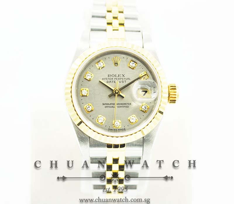 Rolex Ladies DateJust 26mm 69173 Rhodium Jubilee Diamonds - Discontinued