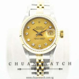 Rolex Ladies DateJust 26mm 69173 Champagne Linear Diamonds - Discontinued