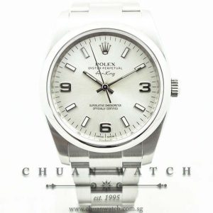 Rolex Gents Oyster Perpetual No-Date Air-King 34mm 114200 Silver Sunburst 3.6.9