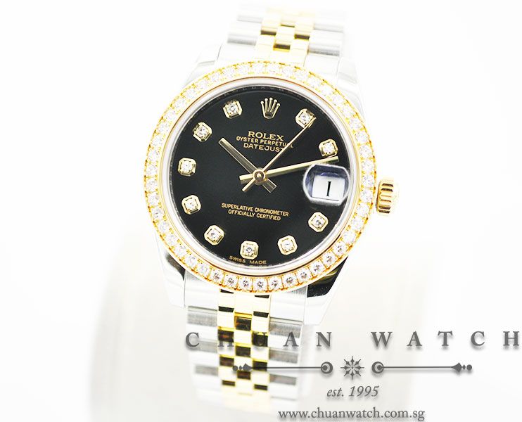 Rolex Boys DateJust 31mm 178383 Black Sunburst Diamonds - Image 2