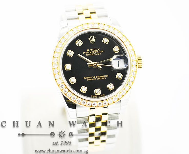 Rolex Boys DateJust 31mm 178383 Black Sunburst Diamonds - Image 3