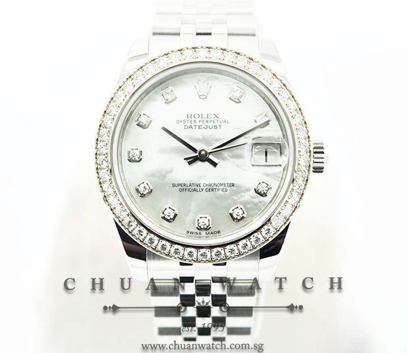 Rolex Boys DateJust 31mm 178384 White MOP Diamonds