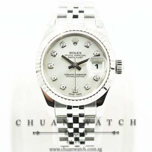Rolex Ladies DateJust 26mm 179174 Silver Sunburst Diamonds