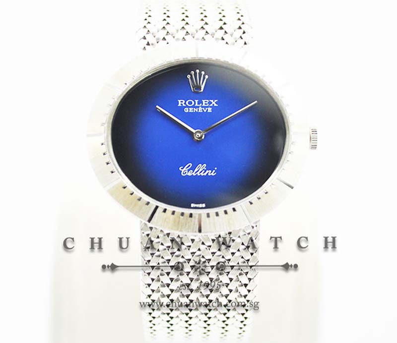 Rolex Vintage Ladies Cellini 33mm 4319/9 Blue Vignette Discontinued
