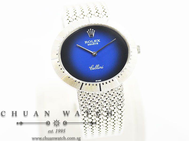 Rolex Vintage Ladies Cellini 33mm 4319/9 Blue Vignette Discontinued - Image 3