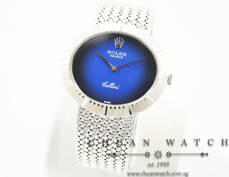 Rolex Vintage Ladies Cellini 33mm 4319/9 Blue Vignette Discontinued - Image 2