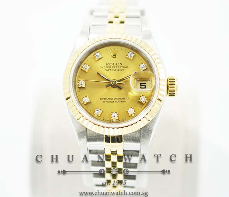 Rolex Ladies DateJust 26mm 69173 Champagne Sunburst Diamonds - Discontinued