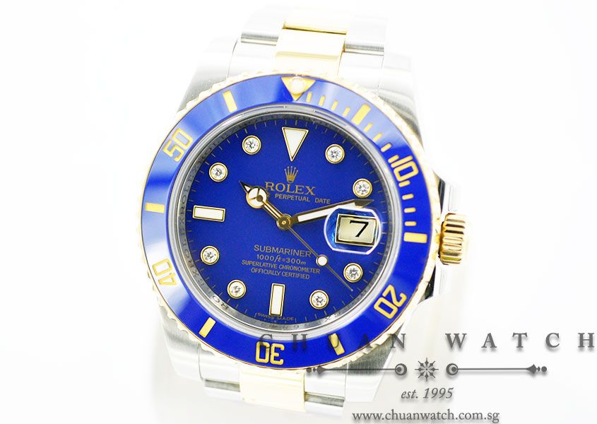Rolex Submariner Two-Tone 116613LB Matte Blue Diamonds - Discontinued Dial - Image 2