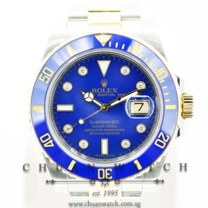 Rolex Submariner Two-Tone 116613LB Matte Blue Diamonds - Discontinued Dial