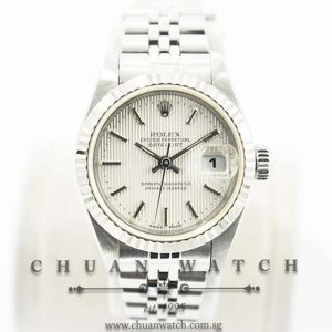 Rolex Ladies DateJust 26mm 69174 Silver Tapestry Baton - Discontinued