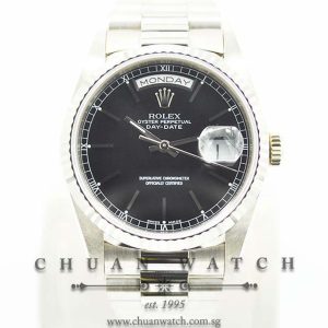 Rolex Day-Date President 36mm 18239 Black Sunburst Baton - Discontinued