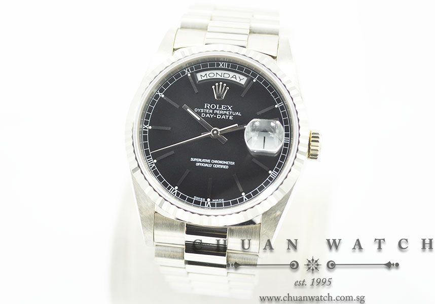 Rolex Day-Date President 36mm 18239 Black Sunburst Baton - Discontinued - Image 2