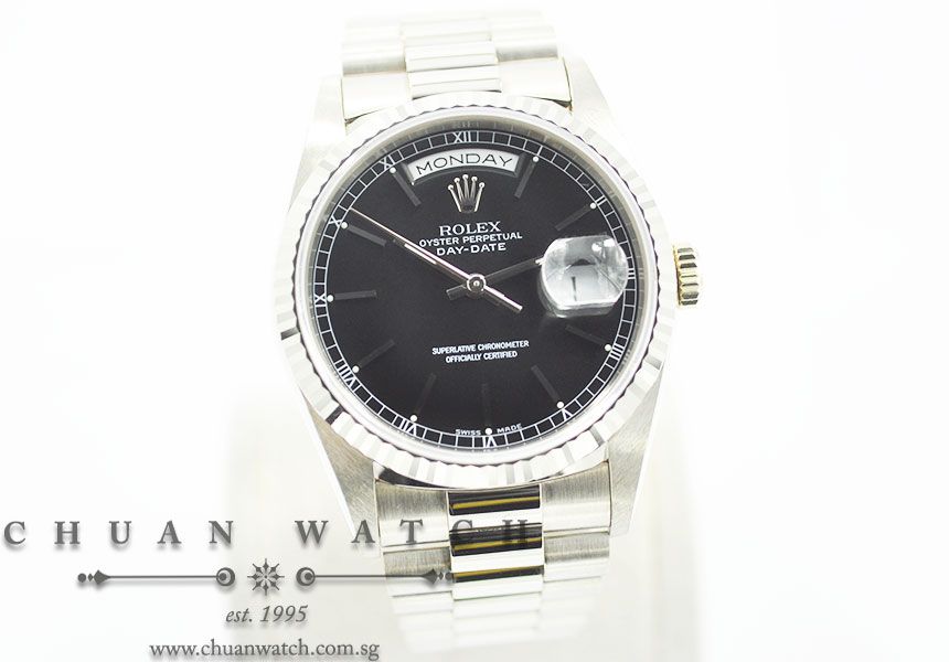Rolex Day-Date President 36mm 18239 Black Sunburst Baton - Discontinued - Image 3