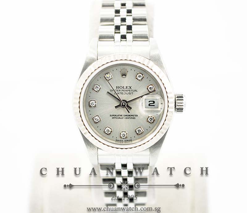 Rolex Ladies DateJust 26mm 79174 Silver Sunburst Diamonds - Discontinued