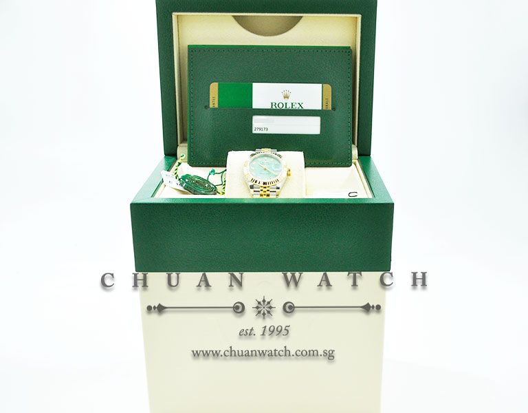 Rolex Lady-DateJust 28 279173 Mint Green Tapestry Diamonds - Image 5