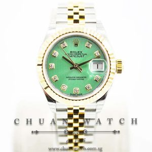 Rolex Lady-DateJust 28 279173 Mint Green Tapestry Diamonds