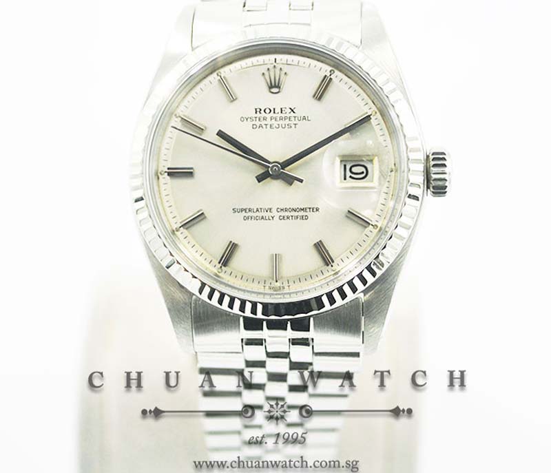 Rolex Vintage Gents DateJust 36mm 1601-4 Silver Sunburst Baton - Discontinued