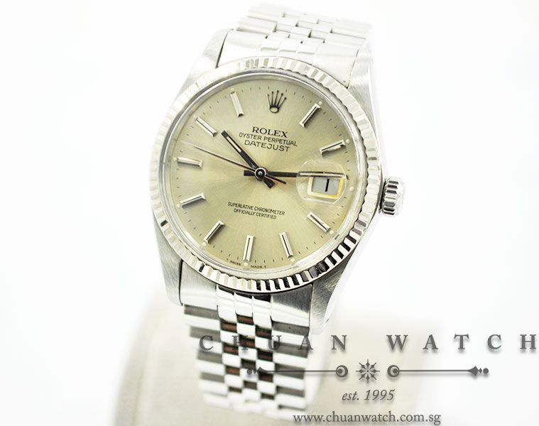Rolex Vintage Gents DateJust 36mm 16014 Silver Sunburst Baton - Discontinued - Image 2