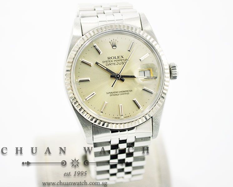 Rolex Vintage Gents DateJust 36mm 16014 Silver Sunburst Baton - Discontinued - Image 3