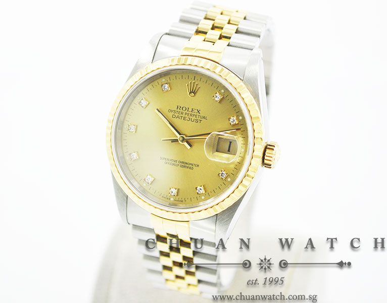Rolex Gents DateJust 36mm 16233 Champagne Sunburst Diamonds - Discontinued - Image 2