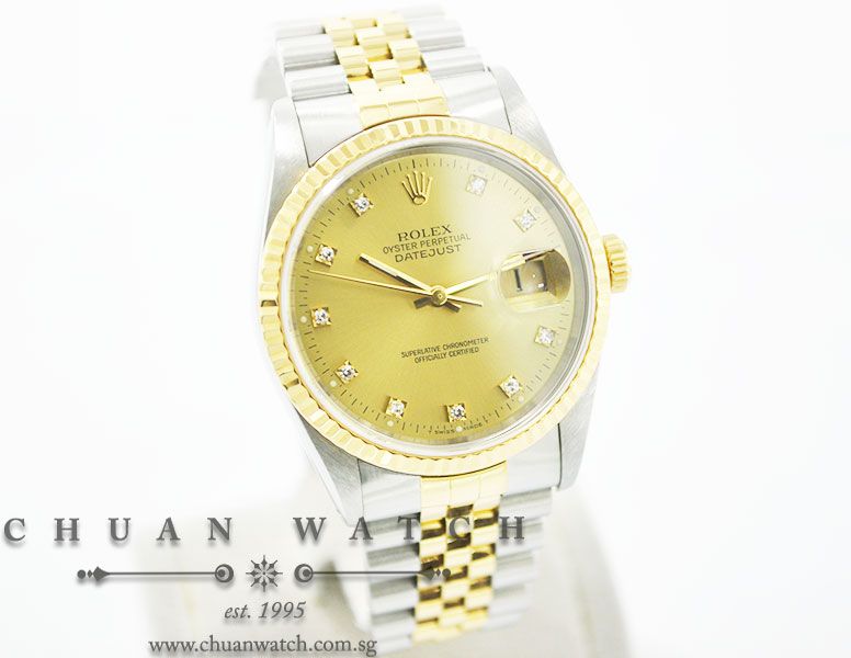 Rolex Gents DateJust 36mm 16233 Champagne Sunburst Diamonds - Discontinued - Image 3