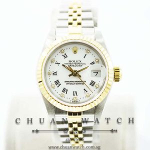 Rolex Ladies DateJust 26mm 69173 White Painted Roman Diamonds - Discontinued