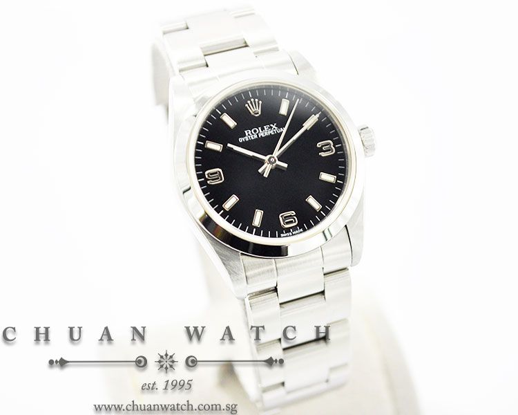 Rolex Boys Oyster Perpetual No-Date 31mm 77080 Black Arabic 3.6.9 - Discontinued - Image 3