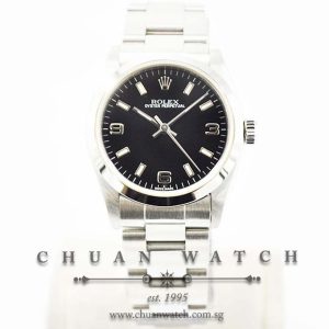 Rolex Boys Oyster Perpetual No-Date 31mm 77080 Black Arabic 3.6.9 - Discontinued