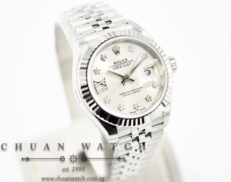 Rolex Lady-DateJust 28 279174 Silver Sunburst IX Diamonds - Image 3
