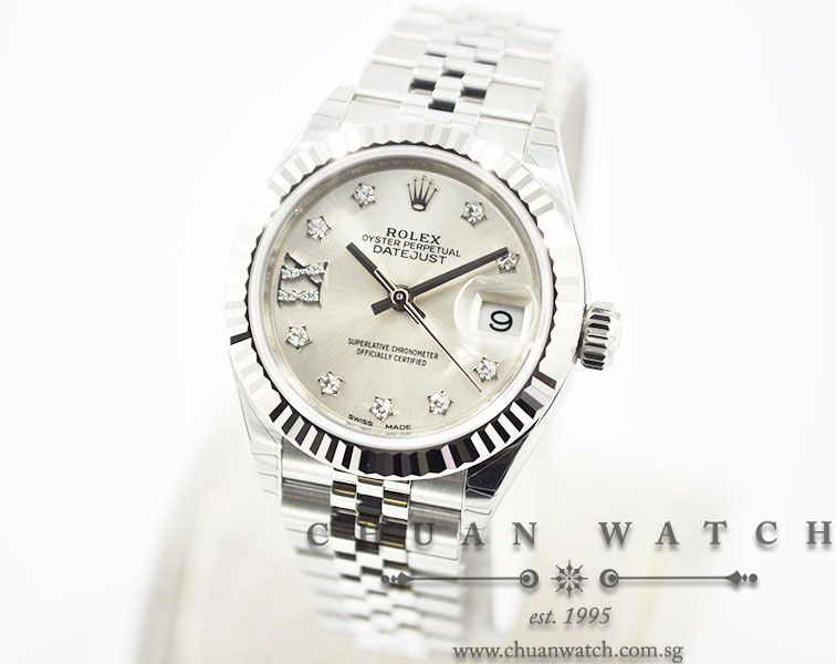 Rolex Lady-DateJust 28 279174 Silver Sunburst IX Diamonds - Image 2