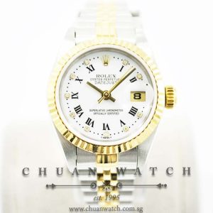 Rolex Ladies DateJust 26mm 69173 White Painted Roman Diamonds - Discontinued