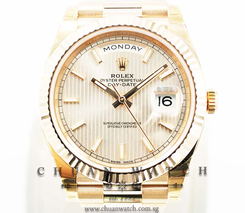 Rolex Day-Date 40 President Rose Gold 228235 Sundust Tapestry