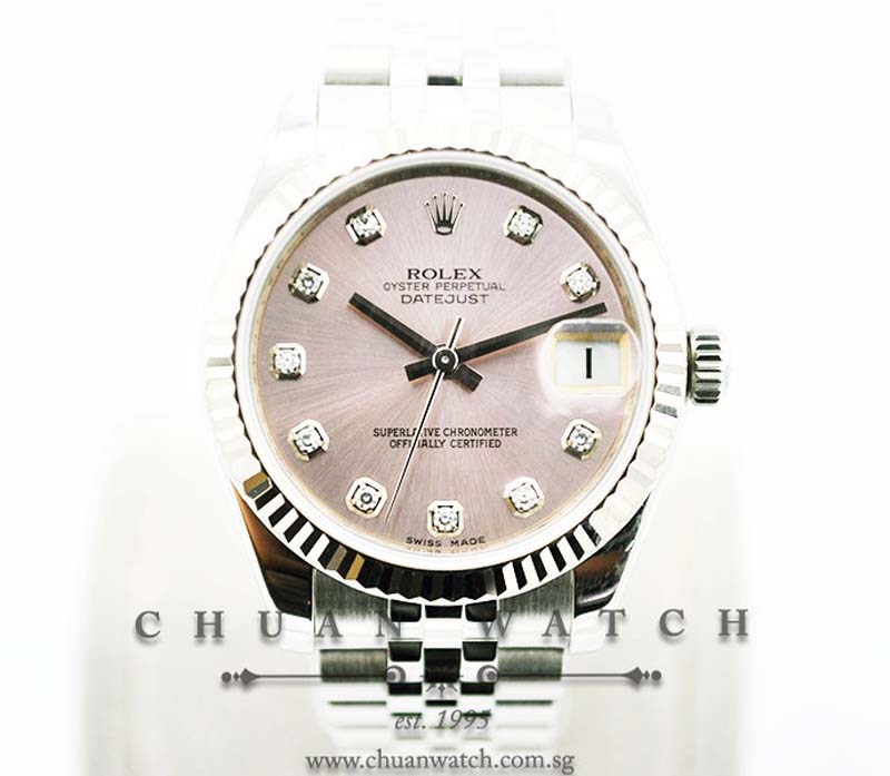 Rolex Boys DateJust 31mm 178274 Pink Sunburst Diamonds