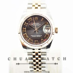 Rolex Boys DateJust 31mm 178271 Black MOP Roman