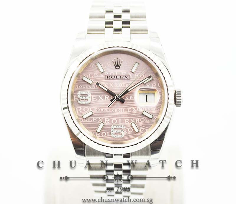 Rolex Gents DateJust 36mm 116234 Pink Waves Arabic 6.9 32BR