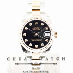 Rolex Boys DateJust 31mm 178271 Black Diamonds
