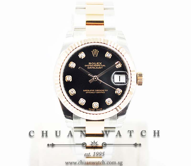 Rolex Boys DateJust 31mm 178271 Black Diamonds