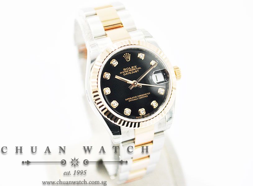Rolex Boys DateJust 31mm 178271 Black Diamonds - Image 3