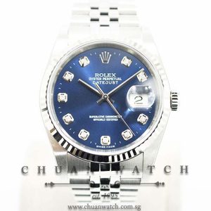 Rolex Gents DateJust 36mm 16234 Blue Sunburst Diamonds - Discontinued